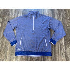 adidas Blue Quarter-Zip Pullover Jacket with White Accents